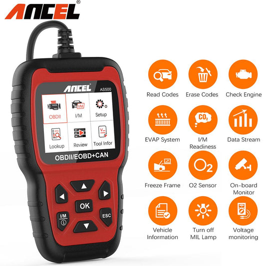 Felkodsläsare ANCEL AS500 OBD2 OBDII livstids fri uppdatering Generic