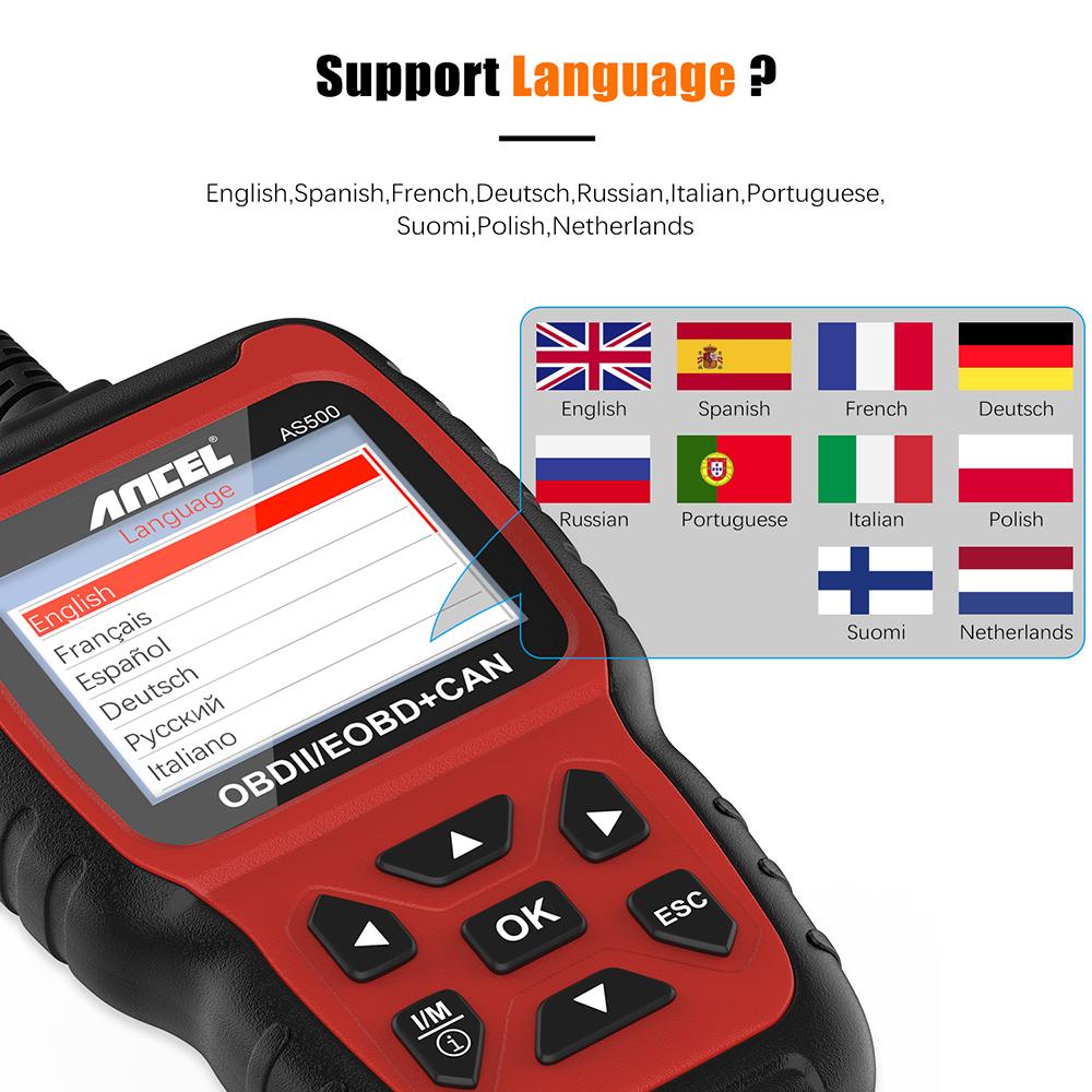 Felkodsläsare ANCEL AS500 OBD2 OBDII livstids fri uppdatering Generic