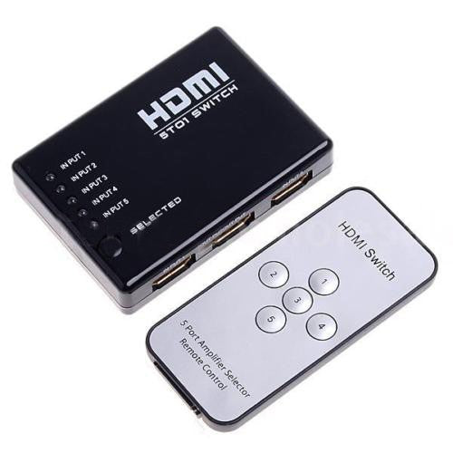 HDMI-switch med fjärrkontroll 5-vägs med IR-öga Generic