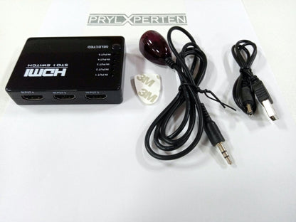HDMI-switch med fjärrkontroll 5-vägs med IR-öga Generic