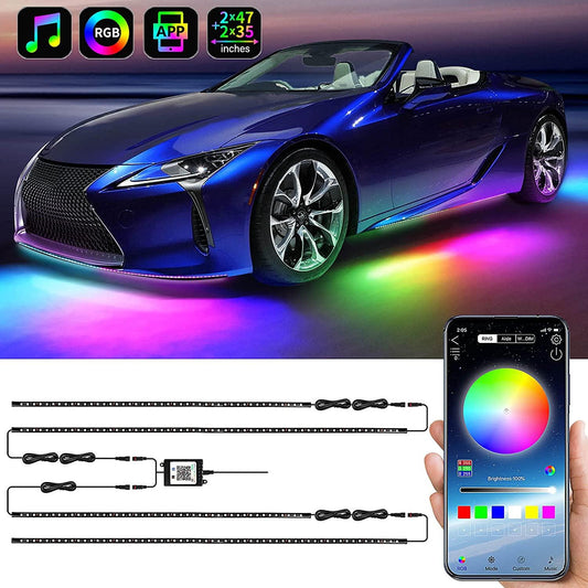 LED Slinga Under Car Kit Multicolor APP Styrt Vattentät Generic