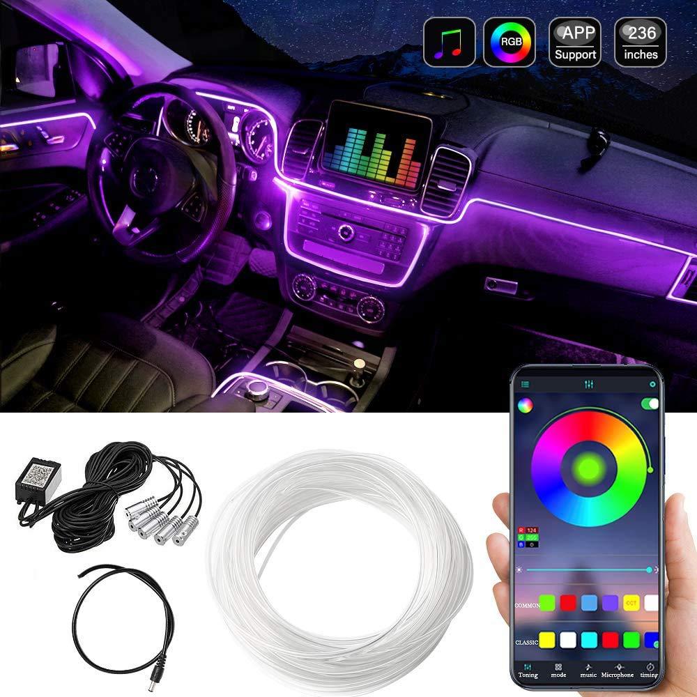 LED Optik strip belysning för bilinteriör 16 Million färg App. Generic
