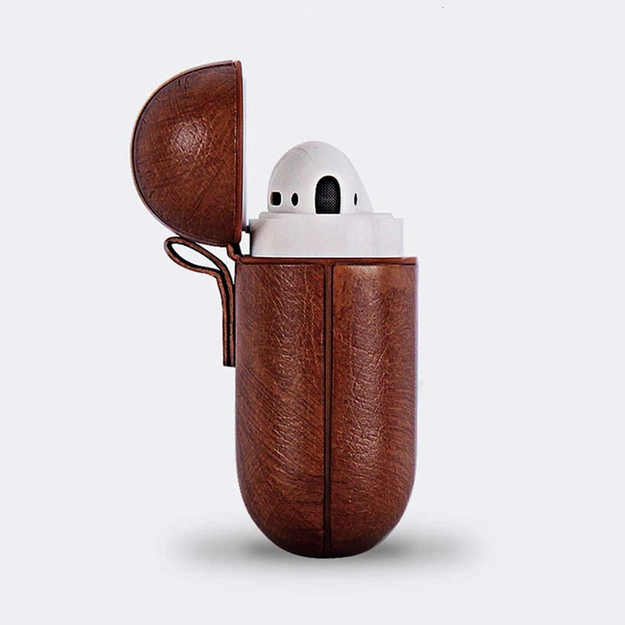 Läder Fodral för Apple Airpods / Airpod 2 - Mörkbrun Generic