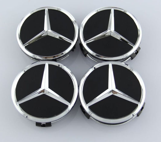 MB38 - 60MM 4-pack Centrumkåpor Mercedes Benz chrome Generic