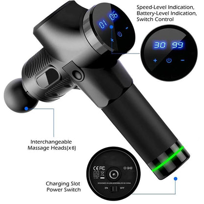 Massagepistol Carbon med Touch knapp samt LED-display 30 lägen Generic