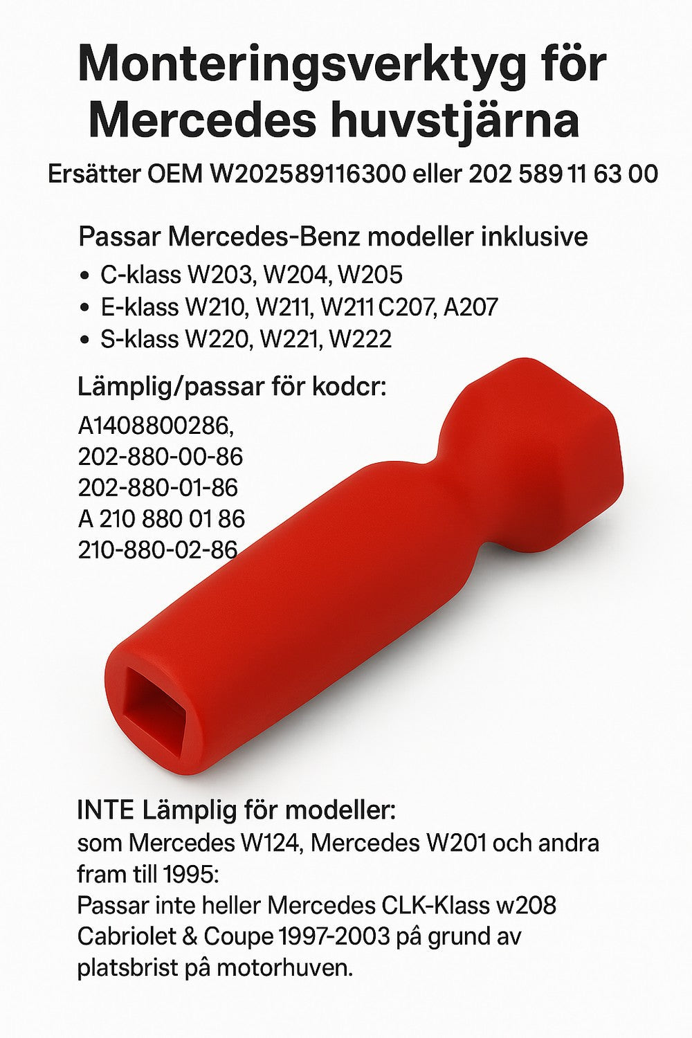 Monterings verktyg för Mercedes huvstjärna Emblem huvstjärna Generic
