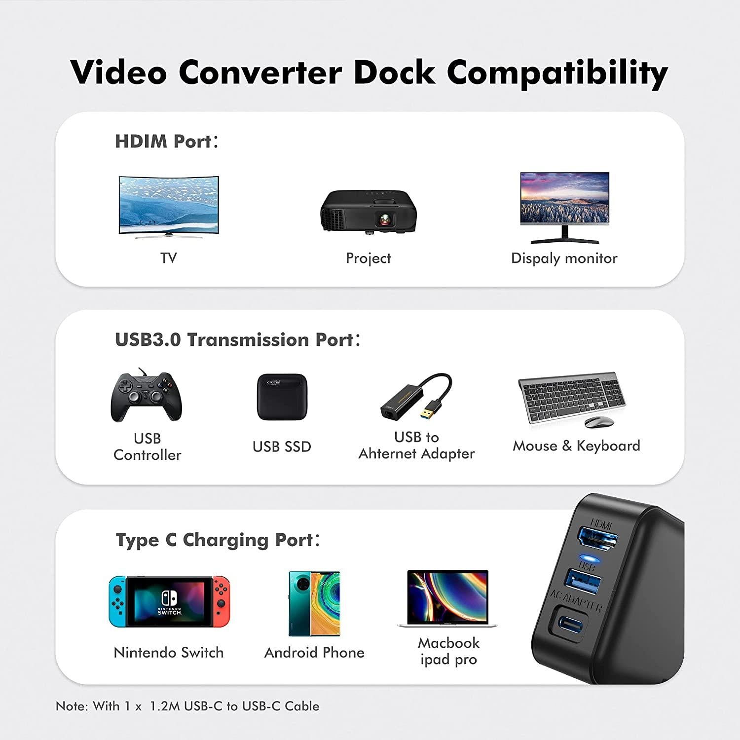 MultiHub Kompatibel med Nintendo Switch  3 in 1 Dock Set EU Version Generic