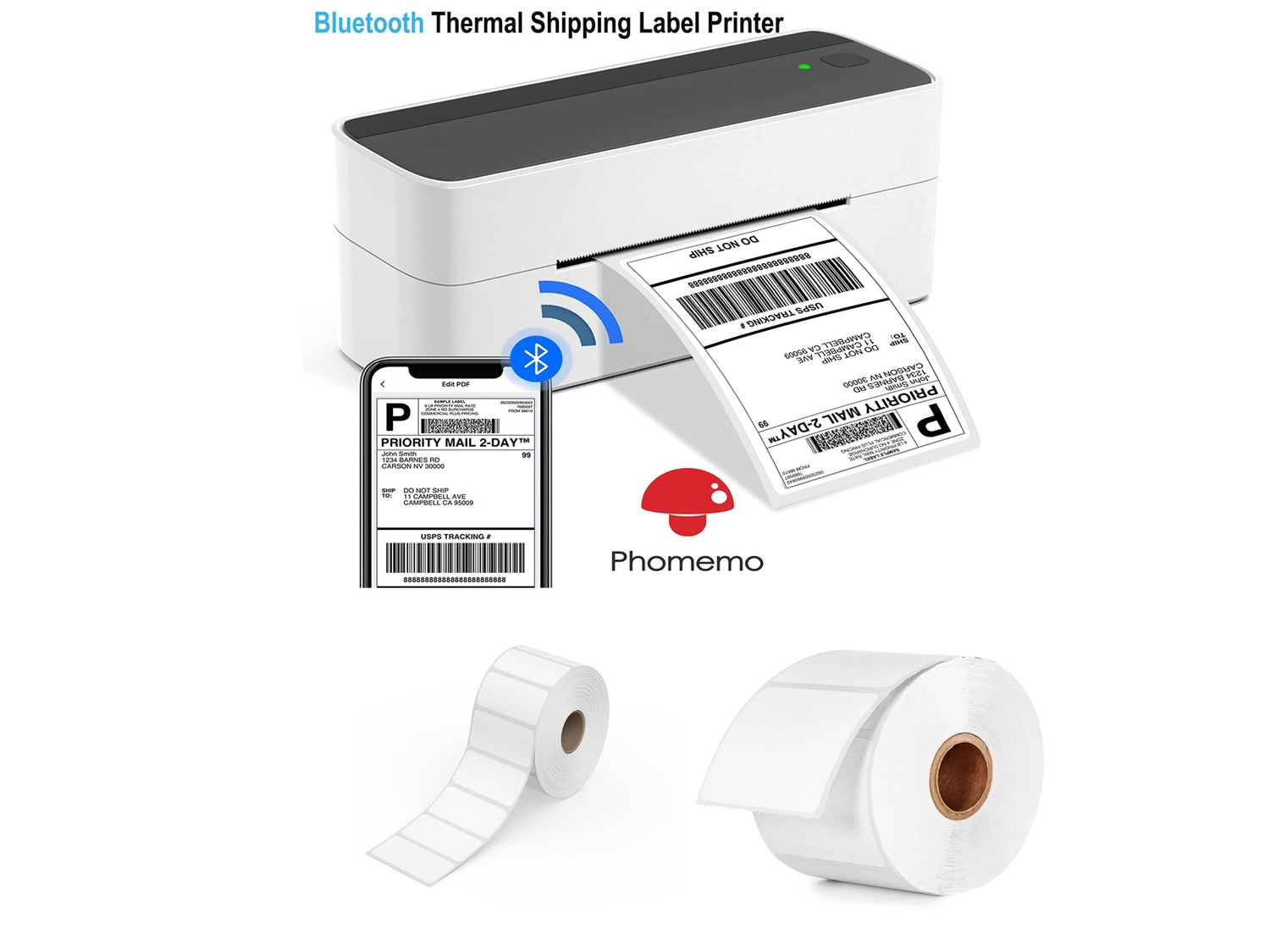 PHOMEMO PM-241-BT Bluetooth Fraktetikettskrivare Termisk med 900 etiketter Generic