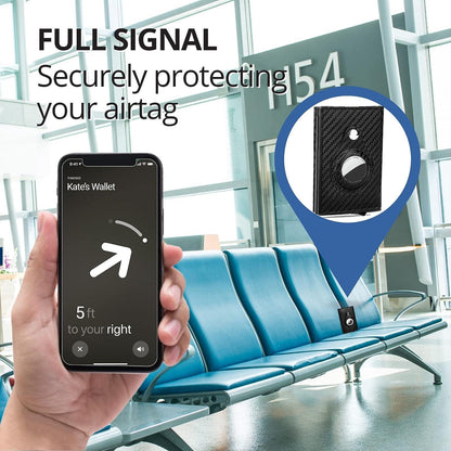 Plånbok med Airtag hållare Carbon RFID Korthållare 5st Kort Generic