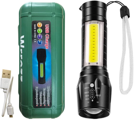 Uppladdningsbar Ficklampa med Dubbla lampor IPX4 Generic