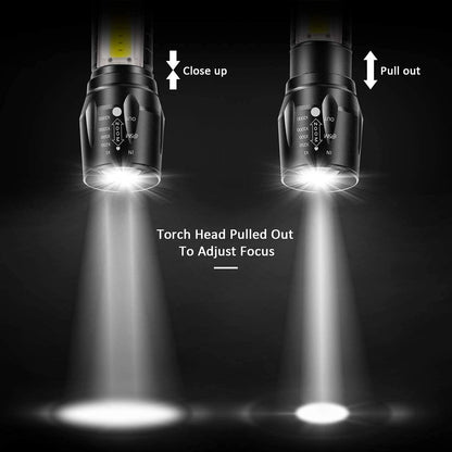 Uppladdningsbar Ficklampa med Dubbla lampor IPX4 Generic