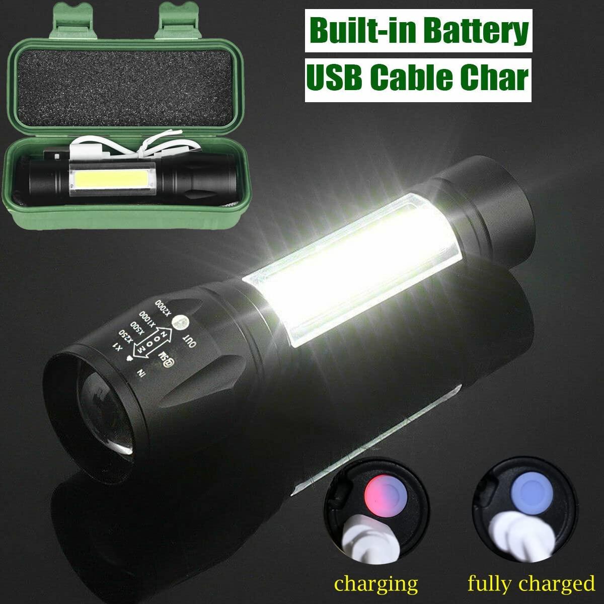 Uppladdningsbar Ficklampa med Dubbla lampor IPX4 Generic