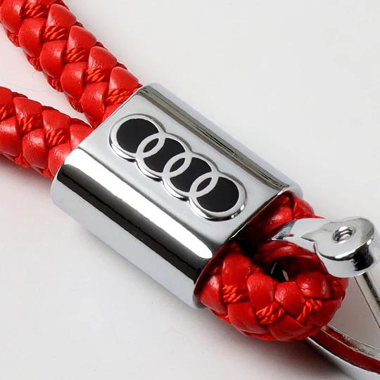 Röd Audi Flätad nyckelring i läder Generic