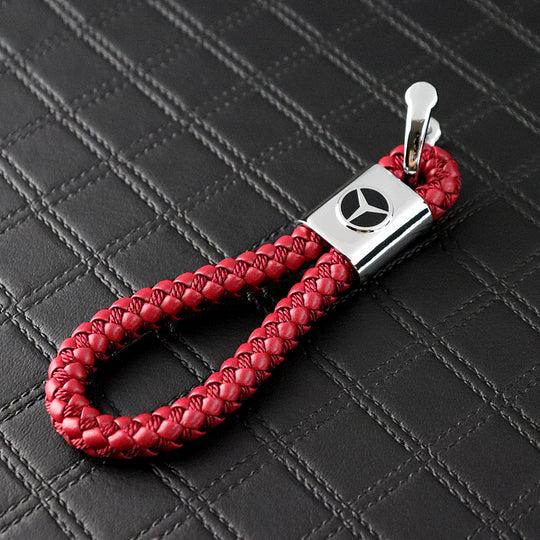 Röd Mercedes - Benz Flätad nyckelring i läder Generic