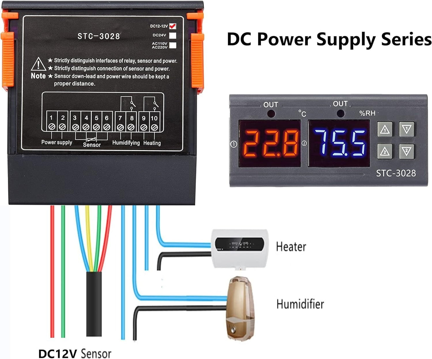 STC - 3028 temperatur & fuktighetsregulator , PID-regulator 12V Generic