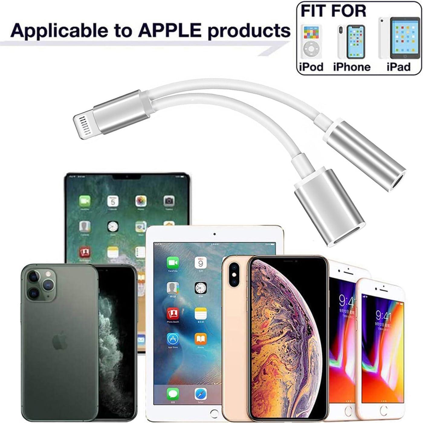 Silver/Svart Lightning adapter, ladda och 3.5mm samtidigt Y-kabel Generic