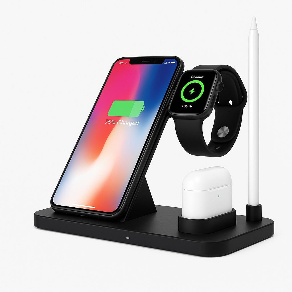 Svart 4 - 1 Laddningsstation För iPhone, Apple Watch, AirPods, Apple Pencil 1 Generic