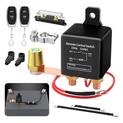 Trådlös Fjärrstyrd Batterifrånskiljare Strömbrytare 250A