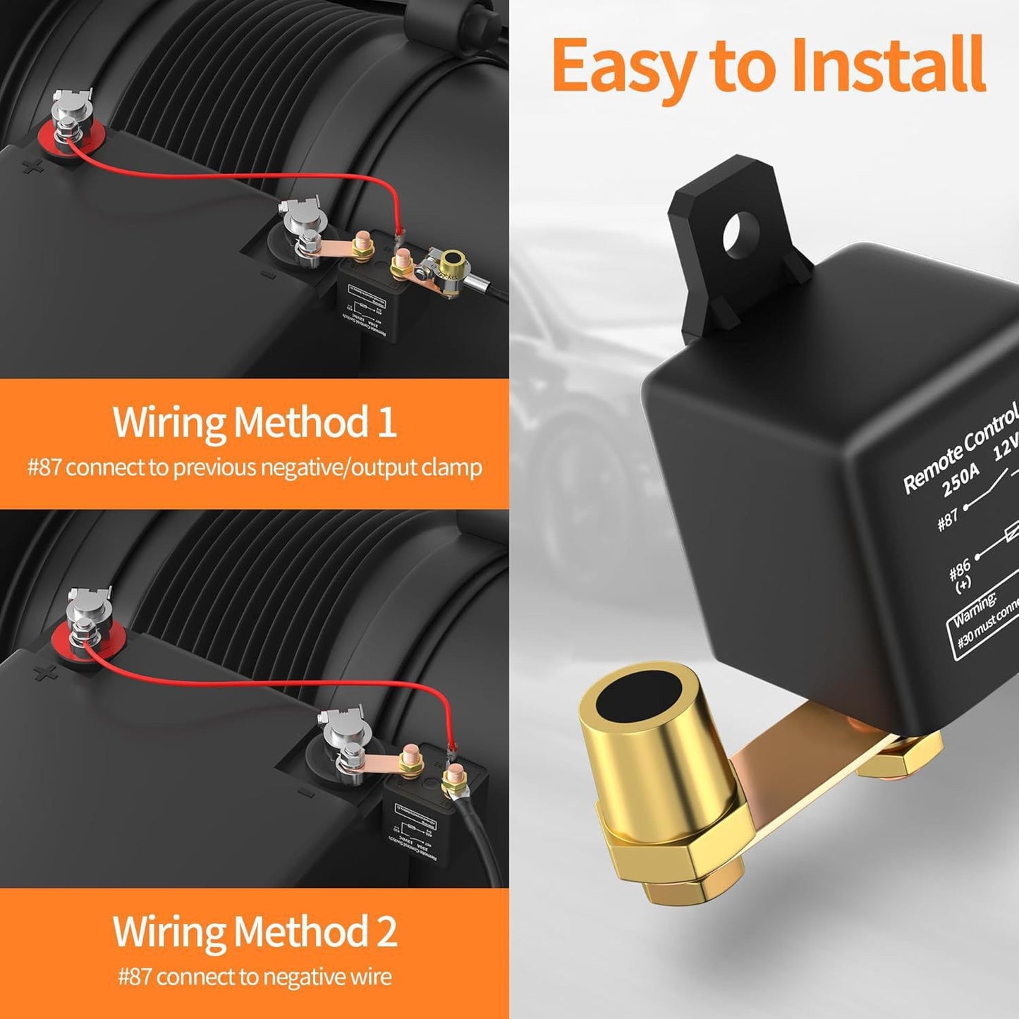 Trådlös Fjärrstyrd Batterifrånskiljare Strömbrytare 250A