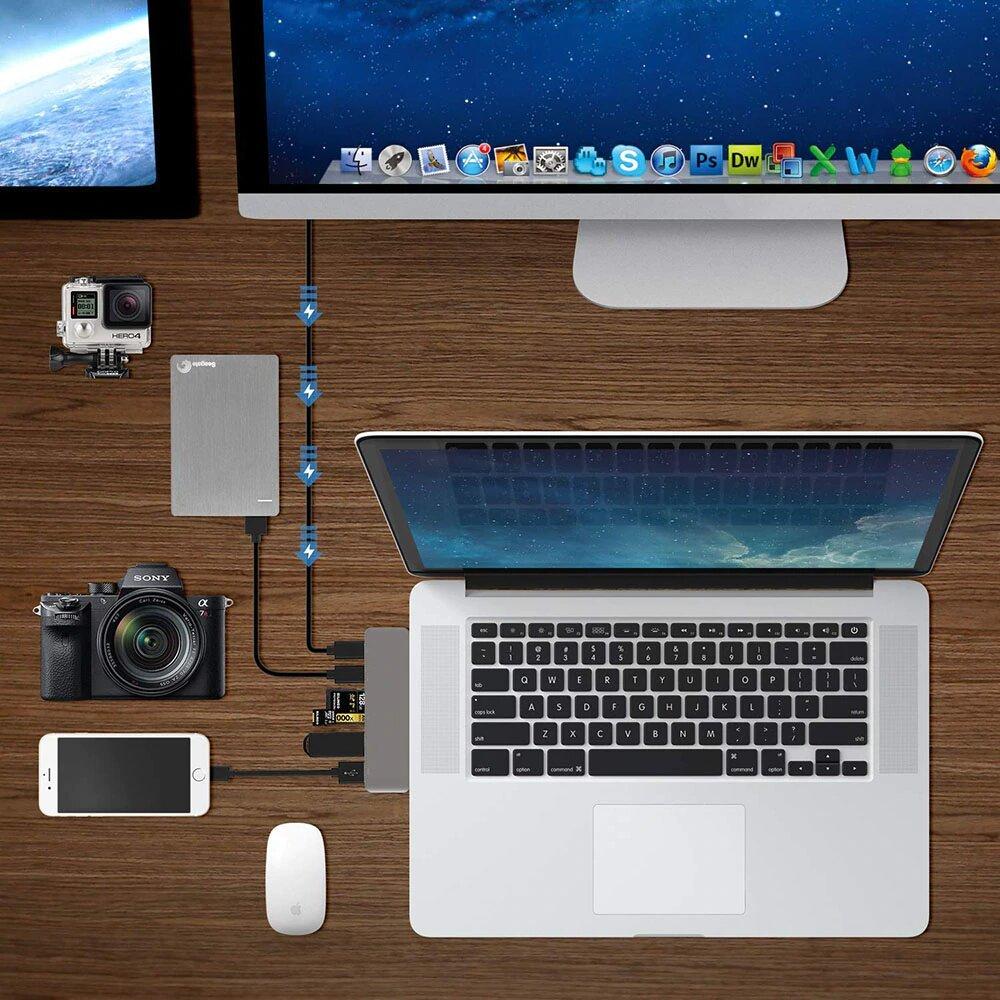 USB C Hub Thunderbolt 6 i 1 med 2x USB C Hanar Generic