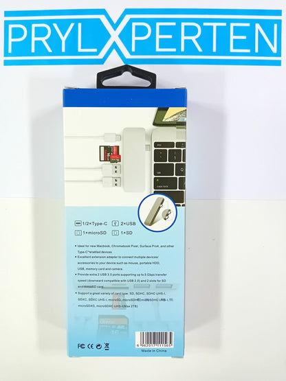 USB C Hub Thunderbolt 6 i 1 med 2x USB C Hanar Generic