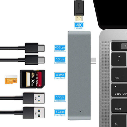 USB C Hub Thunderbolt 7 i 1 med 1 USB C Hane Generic