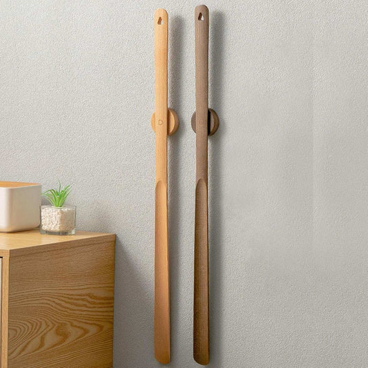 Elegant Skohorn i Valnöt – 75 cm med Magnetisk Väggfäste Generic